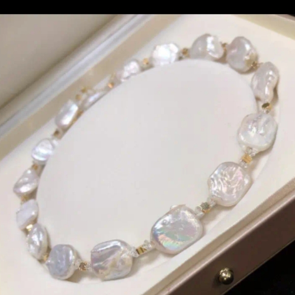 Natural Baroque White Freshwater Pearl Adjustable Necklace. - Picture 5 of 5